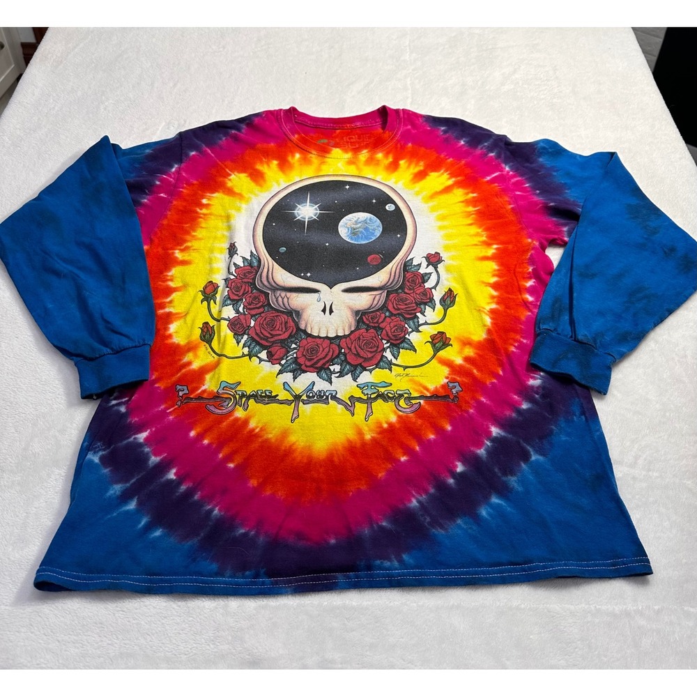 Liquid Blue Grateful Dead Space Your Face Tie Dye Long Sleeve Shirt Mens L 1994